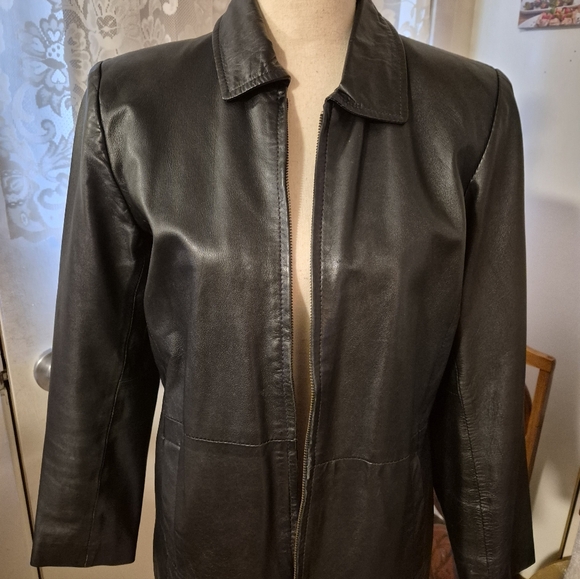 Style & Co. Petite Black Leather Zip Front Jacket w/Pockets - Picture 9 of 9